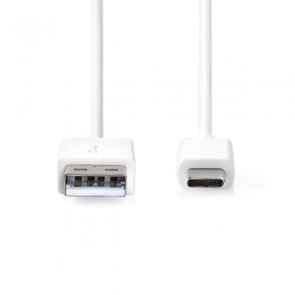 USB-Kabel | USB 2.0 | USB-A Male | USB-C™ Male | 60 W | 480 Mbps | Vernikkeld | 2.00 m | Rond | PVC | Wit | Doos