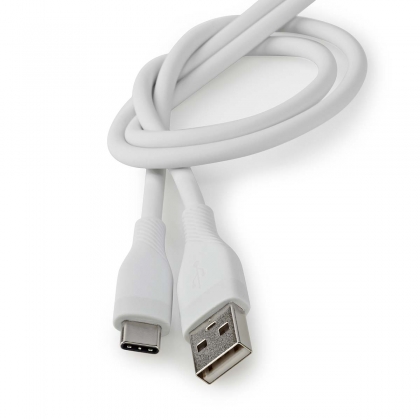 USB-Kabel | USB 2.0 | USB-A Male | USB-C™ Male | 15 W | 480 Mbps | Vernikkeld | 1.50 m | Rond | Silicone | Wit | Doos