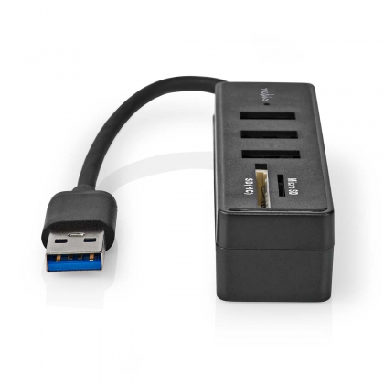 USB-Hub | USB-A Male | 3x USB A Female | 5-Poorts poort(en) | USB 3.2 Gen 1 | USB Gevoed | 5 Gbps | SD & MicroSD