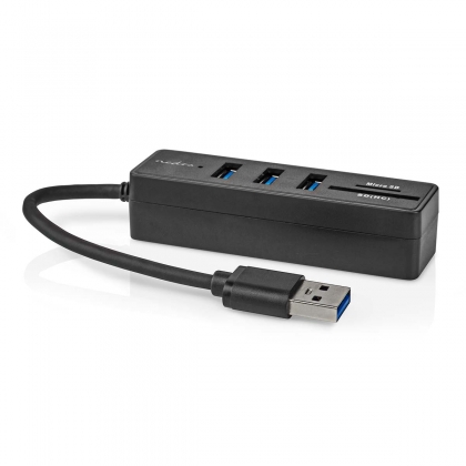 USB-Hub | USB-A Male | 3x USB A Female | 5-Poorts poort(en) | USB 3.2 Gen 1 | USB Gevoed | 5 Gbps | SD & MicroSD