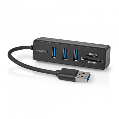 USB-Hub | USB-A Male | 3x USB A Female | 5-Poorts poort(en) | USB 3.2 Gen 1 | USB Gevoed | 5 Gbps | SD & MicroSD