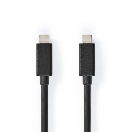 USB-Kabel | USB 3.2 Gen 2 | USB-C™ Male | USB-C™ Male | 100 W | 4K@60Hz | 20 Gbps | Vernikkeld | 1.00 m | Rond | PVC | Zwart | Doos