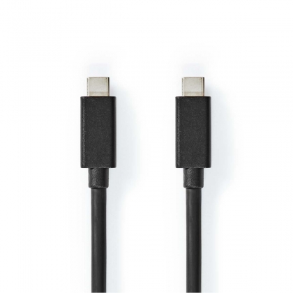 USB-Kabel | USB 3.2 Gen 2 | USB-C™ Male | USB-C™ Male | 100 W | 4K@60Hz | 20 Gbps | Vernikkeld | 2.00 m | Rond | PVC | Zwart | Doos