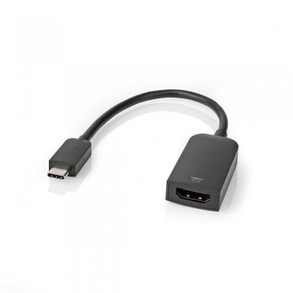 USB-C™ Adapter | USB 3.2 Gen 1 | USB-C™ Male | HDMI™ Output | 4K@60Hz | 0.20 m | Rond | Vernikkeld | PVC | Zwart | Doos