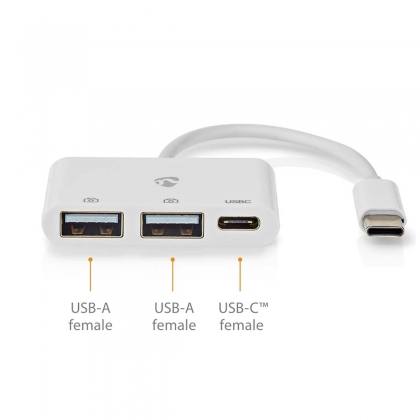 USB-Hub | 1x USB-C™ | 1x USB-C™ / 2x USB 2.0 A Female | 3 poort(en) | USB Gevoed