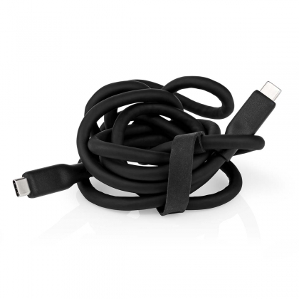 USB-Kabel | USB 3.2 Gen 2 | USB-C™ Male | USB-C™ Male | 240 W | 8K@30Hz | 20 Gbps | Vernikkeld | 1.00 m | Rond | Silicone | Zwart | Doos