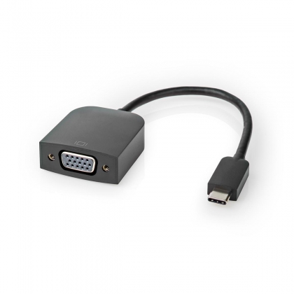 USB-C™ Adapter | USB 3.2 Gen 1 | USB-C™ Male | VGA Female 15p | 1920x1200 | 5 Gbps | 0.20 m | Rond | Vernikkeld | PVC | Zwart | Doos