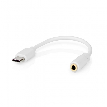 USB-C™ Adapter | USB 2.0 | USB-C™ Male | 3,5 mm Female | 0.10 m | Rond | Vernikkeld | PVC | Wit | Doos