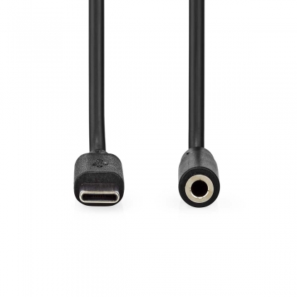 USB-C™ Adapter | USB 2.0 | USB-C™ Male | 3,5 mm Female | 1.00 m | Rond | Vernikkeld | PVC | Zwart | Doos