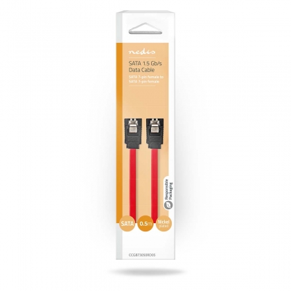 SATA Kabel | 1.5 Gbps | SATA 7-Pins Female | SATA 7-Pins Female | Vernikkeld | 0.50 m | Plat | PVC | Rood | Doos