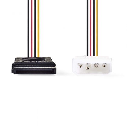 Interne Voedingskabel | Molex Male | SATA 15-Pins Female | Verguld | 0.15 m | Rond | PVC | Multicolour | Doos