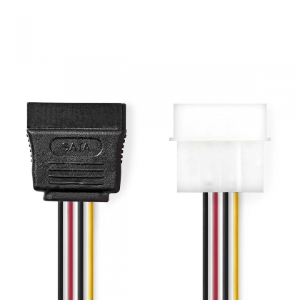 Interne Voedingskabel | Molex Male | SATA 15-Pins Female | Verguld | 0.15 m | Rond | PVC | Multicolour | Doos