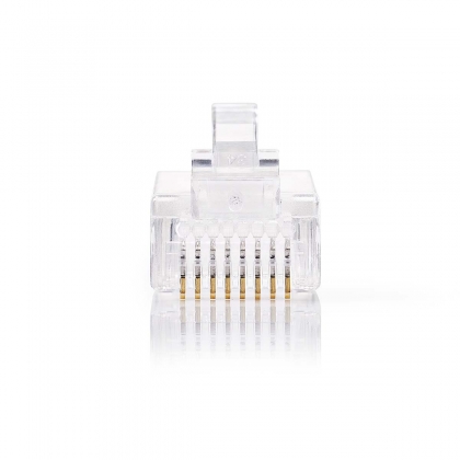 RJ45-Connector | Male | Stranded UTP CAT5 | Recht | Verguld | 10 Stuks | PVC | Transparant | Doos