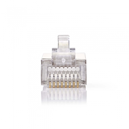 RJ45-Connector | Male | Stranded STP CAT5 | Recht | Verguld | 10 Stuks | PVC | Transparant | Doos