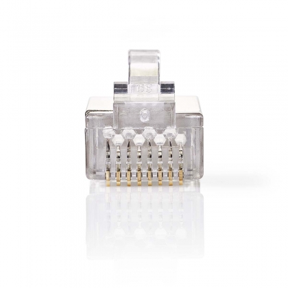 RJ45-Connector | Male | Stranded STP CAT6 | Recht | Verguld | 10 Stuks | PVC | Transparant | Doos