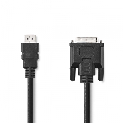 HDMI™ Kabel | HDMI™ Connector | DVI-D 24+1-Pins Male | 1080p | Vernikkeld | 2.00 m | Recht | PVC | Zwart | Label