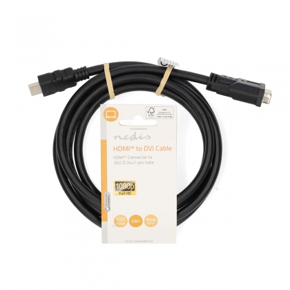 HDMI™ Kabel | HDMI™ Connector | DVI-D 24+1-Pins Male | 1080p | Vernikkeld | 2.00 m | Recht | PVC | Zwart | Label