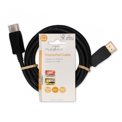 DisplayPort-Kabel | DisplayPort Male | DisplayPort Male | 8K@60Hz | Vernikkeld | 2.00 m | Rond | PVC | Zwart | Label