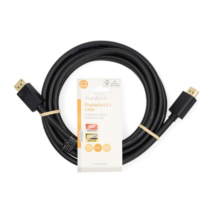 DisplayPort-Kabel | DisplayPort Male | DisplayPort Male | 8K@60Hz | Verguld | 3.00 m | Rond | PVC | Zwart | Label