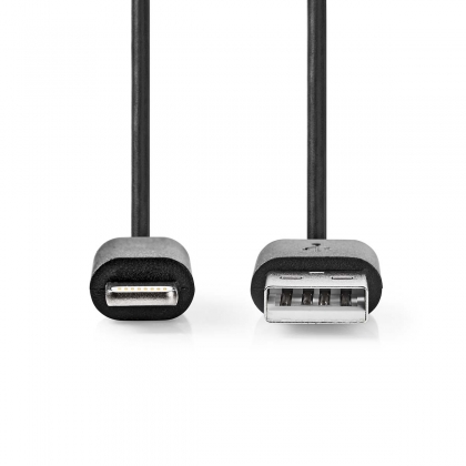 Lightning Kabel | USB 2.0 | Apple Lightning 8-Pins | USB-A Male | 480 Mbps | Vernikkeld | 2.00 m | Rond | PVC | Zwart | Label