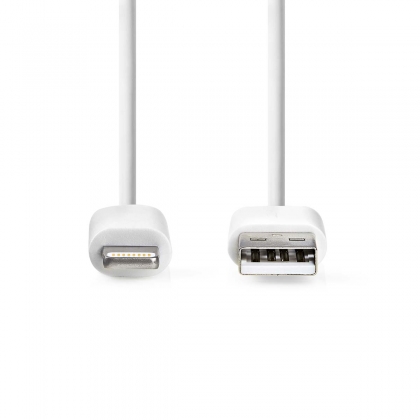 Lightning Kabel | USB 2.0 | Apple Lightning 8-Pins | USB-A Male | 480 Mbps | Vernikkeld | 1.00 m | Rond | PVC | Wit | Label