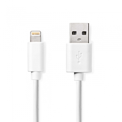 Lightning Kabel | USB 2.0 | Apple Lightning 8-Pins | USB-A Male | 480 Mbps | Vernikkeld | 2.00 m | Rond | PVC | Wit | Label