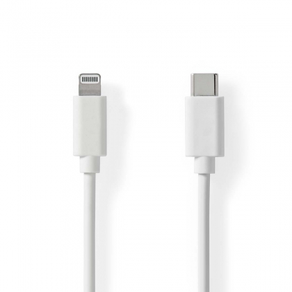 Lightning Kabel | USB 2.0 | Apple Lightning 8-Pins | USB-C™ Male | 480 Mbps | Vernikkeld | 1.00 m | Rond | PVC | Wit | Label