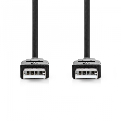 USB-Kabel | USB 2.0 | USB-A Male | USB-A Male | 480 Mbps | Vernikkeld | 1.00 m | Rond | PVC | Zwart | Label