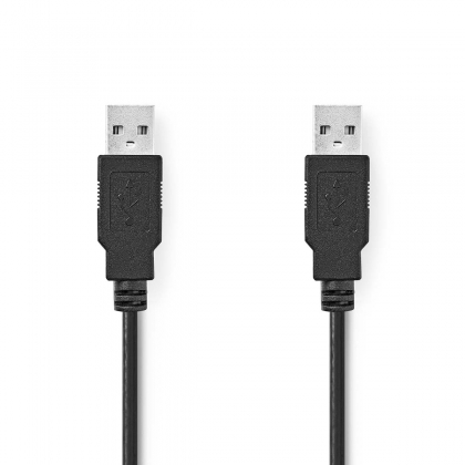 USB-Kabel | USB 2.0 | USB-A Male | USB-A Male | 480 Mbps | Vernikkeld | 1.00 m | Rond | PVC | Zwart | Label