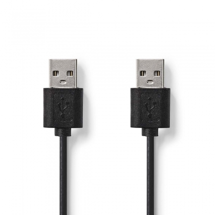 USB-Kabel | USB 2.0 | USB-A Male | USB-A Male | 480 Mbps | Vernikkeld | 2.00 m | Rond | PVC | Zwart | Label