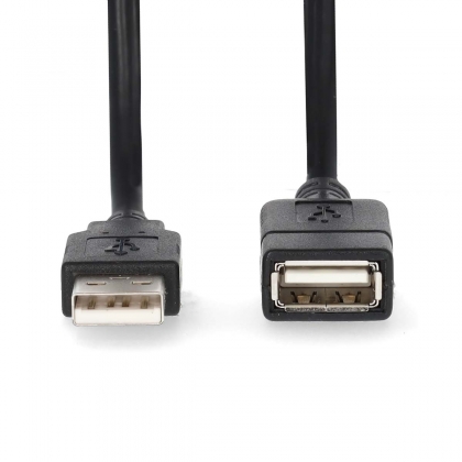 USB-Kabel | USB 2.0 | USB-A Male | USB-A Female | 480 Mbps | Vernikkeld | 3.00 m | Rond | PVC | Zwart | Label