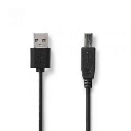 USB-Kabel | USB 2.0 | USB-A Male | USB-B Male | 480 Mbps | Vernikkeld | 3.00 m | Rond | PVC | Zwart | Label