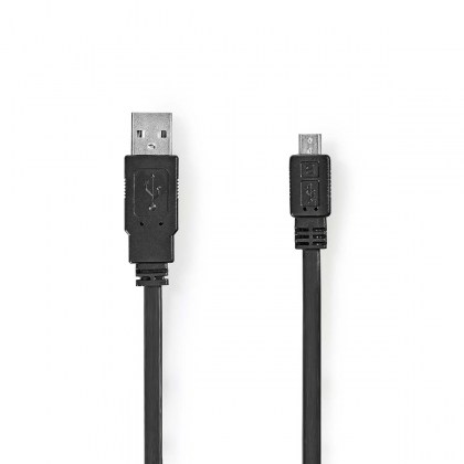 USB-Kabel | USB 2.0 | USB-A Male | USB Micro-B Male | 480 Mbps | Vernikkeld | 1.00 m | Plat | PVC | Zwart | Label