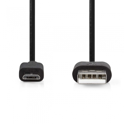 USB-Kabel | USB 2.0 | USB-A Male | USB Micro-B Male | 10 W | 480 Mbps | Vernikkeld | 3.00 m | Rond | PVC | Zwart | Label