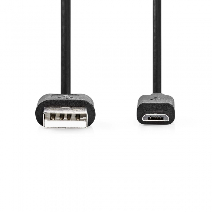 USB-Kabel | USB 2.0 | USB-A Male | USB Micro-B Male | 7.5 W | 480 Mbps | Vernikkeld | 1.00 m | Rond | PVC | Zwart | Label