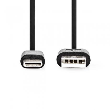 USB-Kabel | USB 2.0 | USB-A Male | USB-C™ Male | 15 W | 480 Mbps | Vernikkeld | 3.00 m | Rond | PVC | Zwart | Label