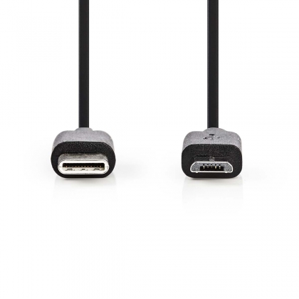 USB 2.0 Kabel | USB-C™ Male | USB Micro-B Male | 60 W | 480 Mbps | 1 mtr | Zwart