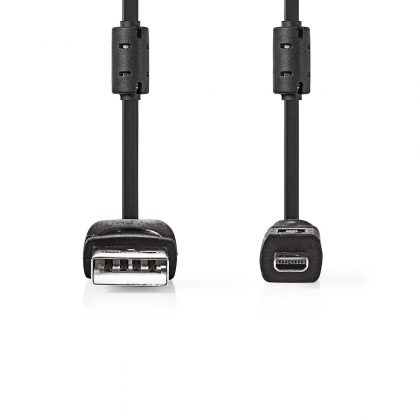 USB-Kabel | USB 2.0 | USB-A Male | US-E6 8-pins Male | 480 Mbps | Vernikkeld | 2.00 m | Rond | PVC | Zwart | Label