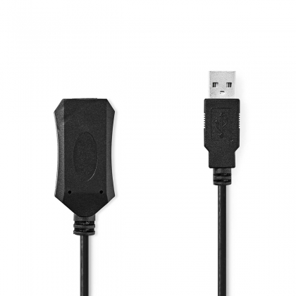 Actieve USB-Kabel | USB 2.0 | USB-A Male | USB-A Female | 480 Mbps | 10.0 m | Rond | Vernikkeld | PVC | Koper | Label