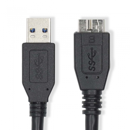 USB-Kabel | USB 3.2 Gen 1 | USB-A Male | USB Micro-B Male | 5 Gbps | Vernikkeld | 0.50 m | Rond | PVC | Zwart | Label