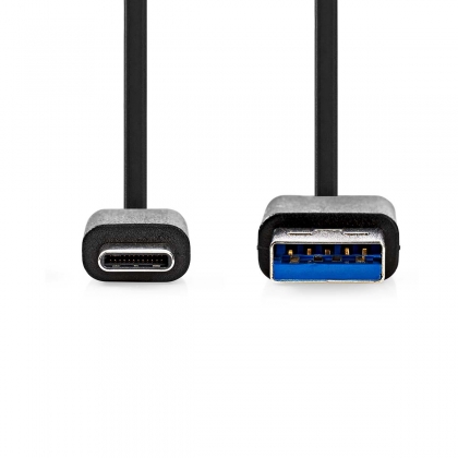 USB-Kabel | USB 3.2 Gen 1 | USB-A Male | USB-C™ Male | 15 W | 5 Gbps | Vernikkeld | 1.00 m | Rond | PVC | Zwart | Label