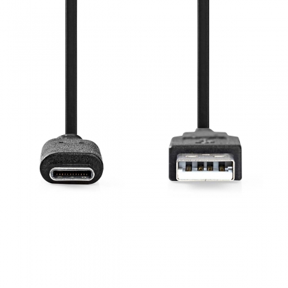 USB-Kabel | USB 3.2 Gen 2 | USB-A Male | USB-C™ Male | 60 W | 10 Gbps | Vernikkeld | 1.00 m | Rond | PVC | Zwart | Label