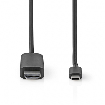 USB-C™ Adapter | USB 3.2 Gen 1 | USB-C™ Male | HDMI™ Connector | 4K@60Hz | 1.00 m | Rond | Vernikkeld | PVC | Zwart | Label