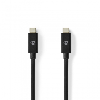 USB-Kabel | USB 4.0 Gen 2x2 | USB-C™ Male | USB-C™ Male | 240 W | 8K@60Hz | 20 Gbps | Vernikkeld | 2.00 m | Rond | PVC | Zwart | Label