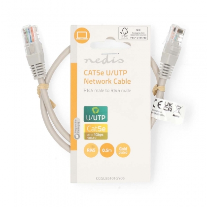 CAT5e Netwerkkabel | U/UTP | RJ45 Male | RJ45 Male | 0.50 m | Rond | PVC | Grijs | Label