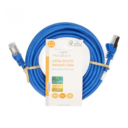 CAT5e Netwerkkabel | SF/UTP | RJ45 Male | RJ45 Male | 5.00 m | Rond | PVC | Blauw | Label