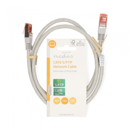 CAT6 Netwerkkabel | RJ45 Male | RJ45 Male | SF/UTP | 1.00 m | Rond | PVC | Grijs | Label