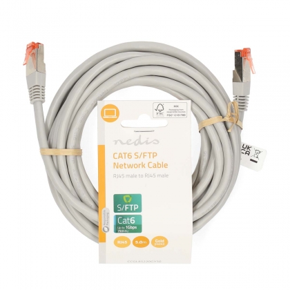 CAT6 Netwerkkabel | RJ45 Male | RJ45 Male | SF/UTP | 5.00 m | Rond | PVC | Grijs | Label