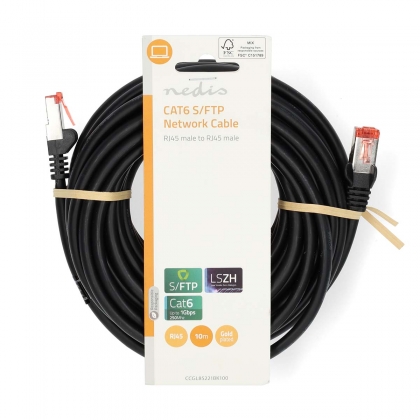 CAT6 Netwerkkabel | RJ45 Male | RJ45 Male | S/FTP | 10.0 m | Rond | LSZH | Zwart | Label