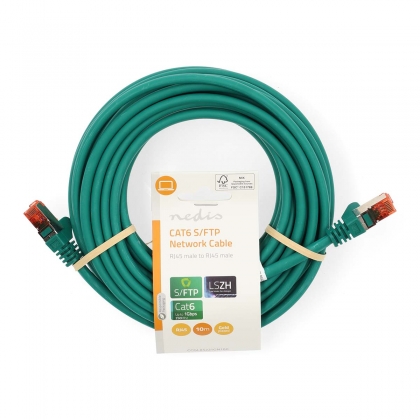 CAT6 Netwerkkabel | RJ45 Male | RJ45 Male | S/FTP | 10.0 m | Rond | LSZH | Groen | Label